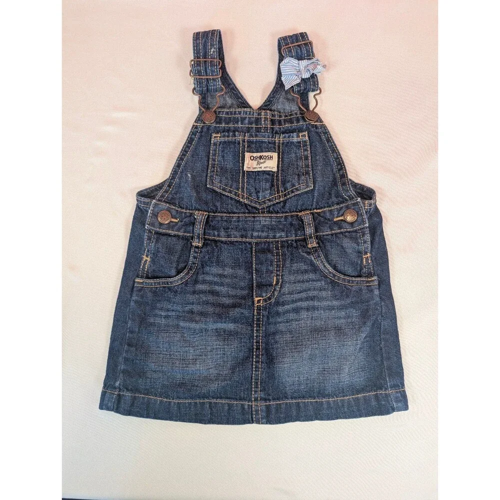 Baby Girls Osh Kosh B'Gosh Denim Skirt Overalls 24M Dark Wash